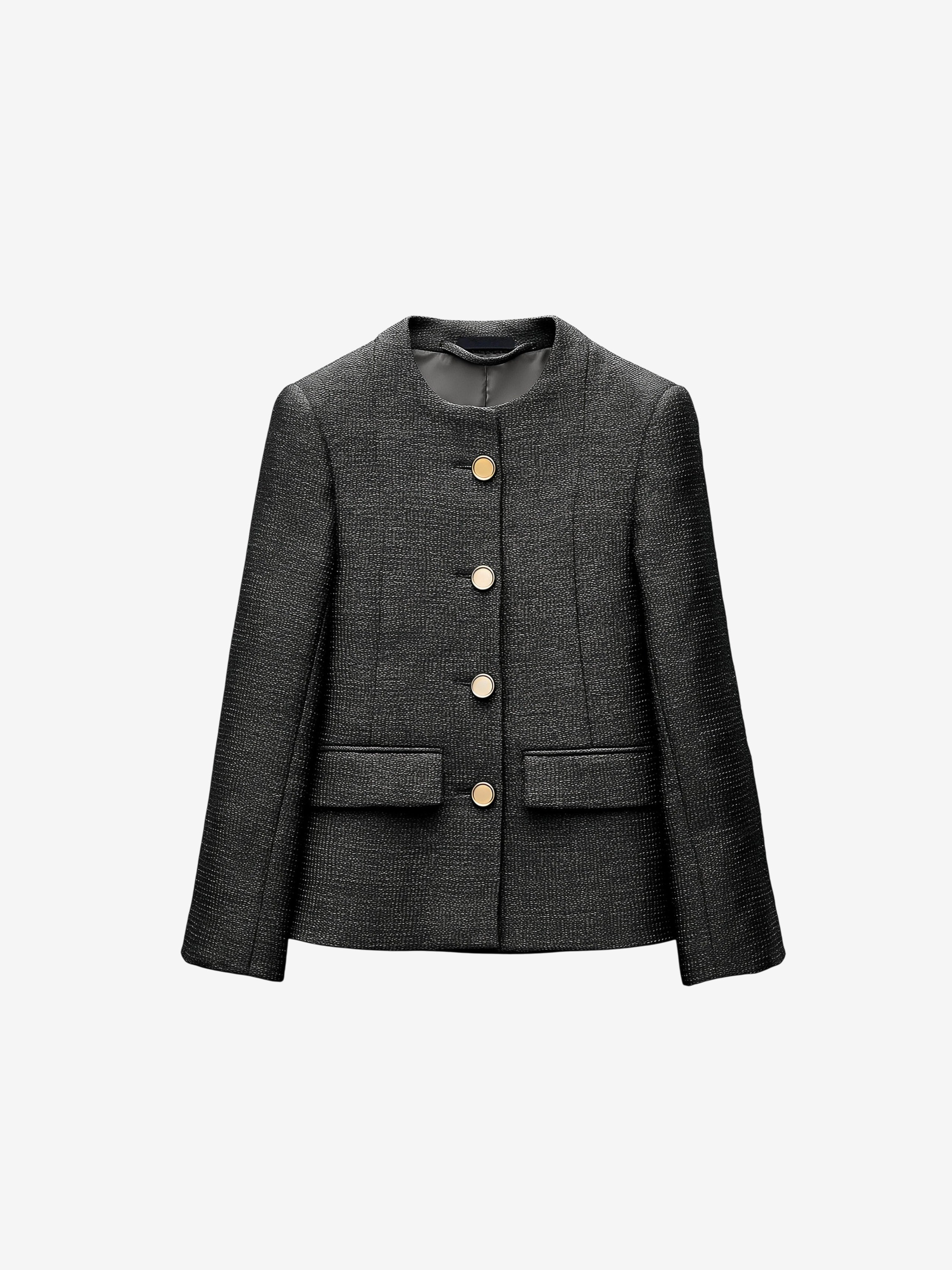 Textured Cropped Jacket-2