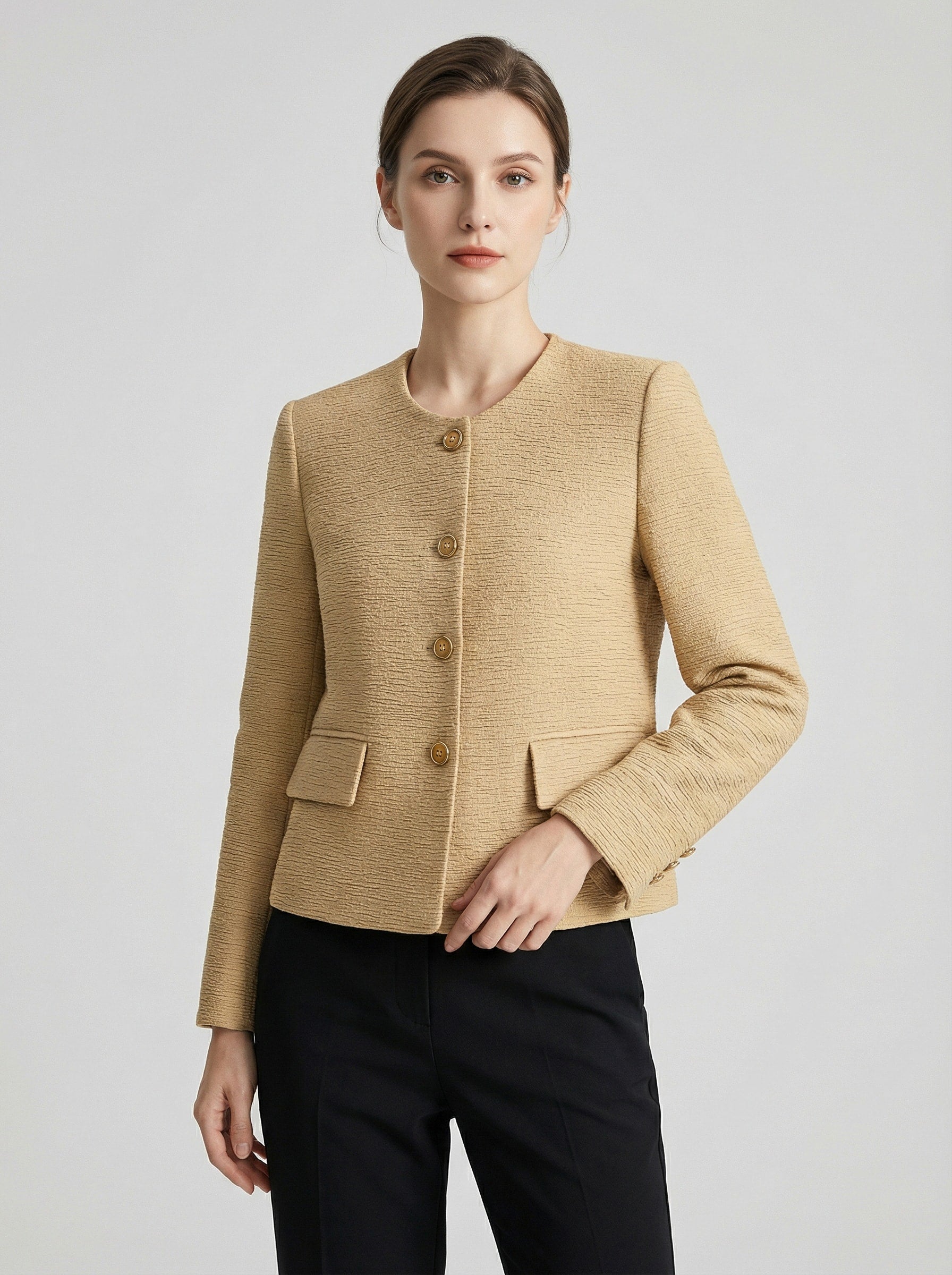 Textured Cropped Jacket-4