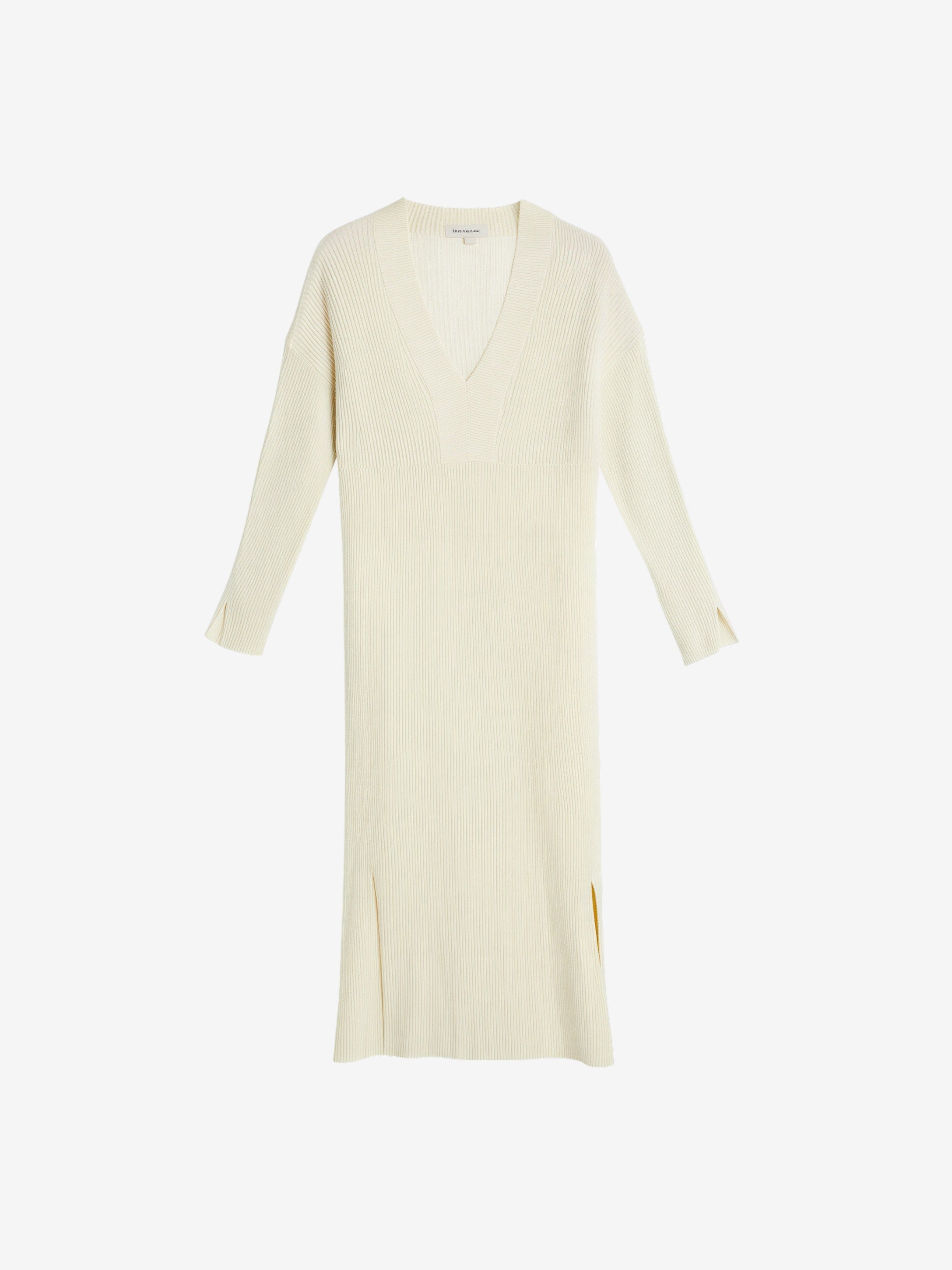 Ribbed V-Neck Dress