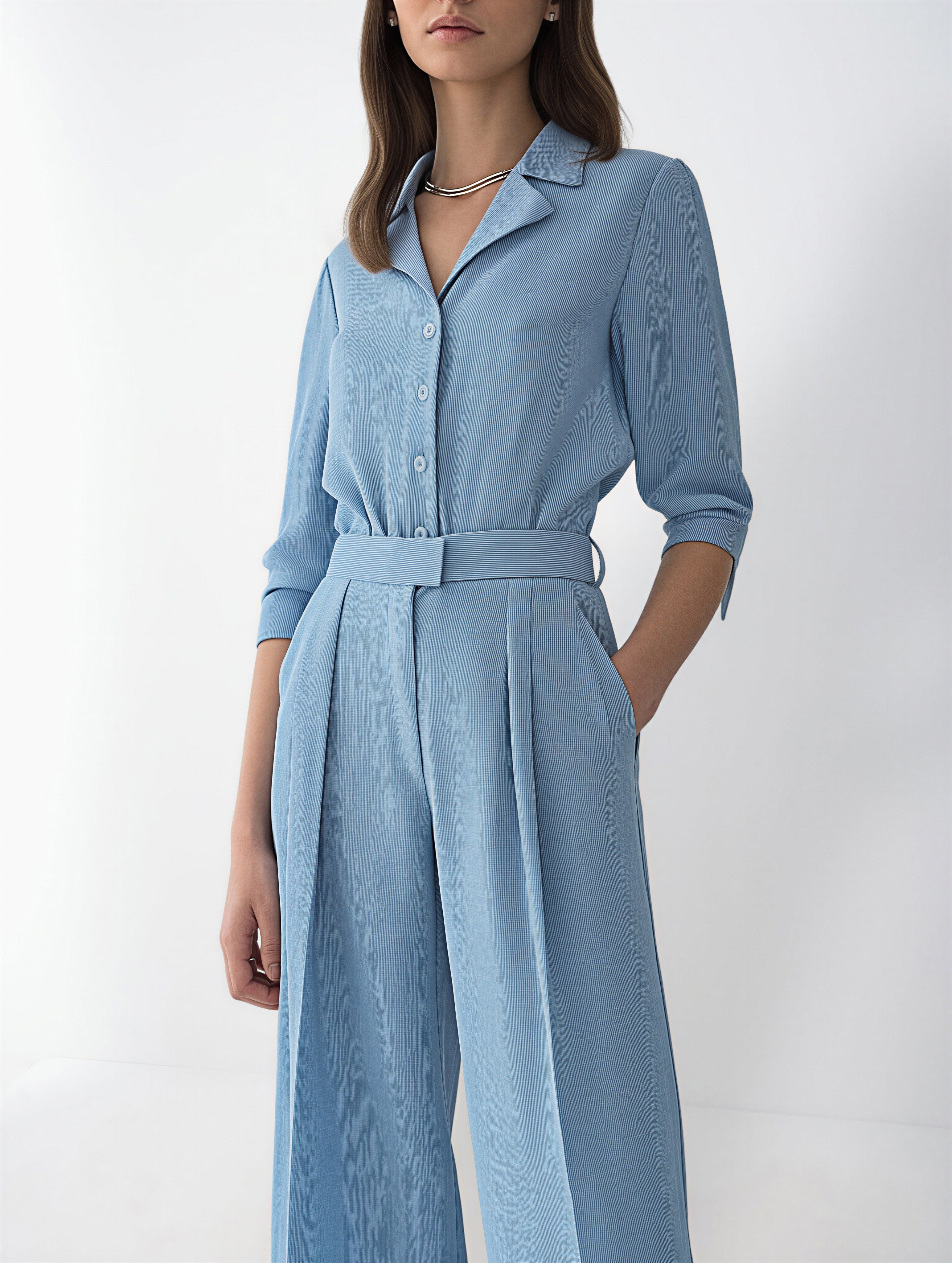 Wide Leg Tailored Trousers-4