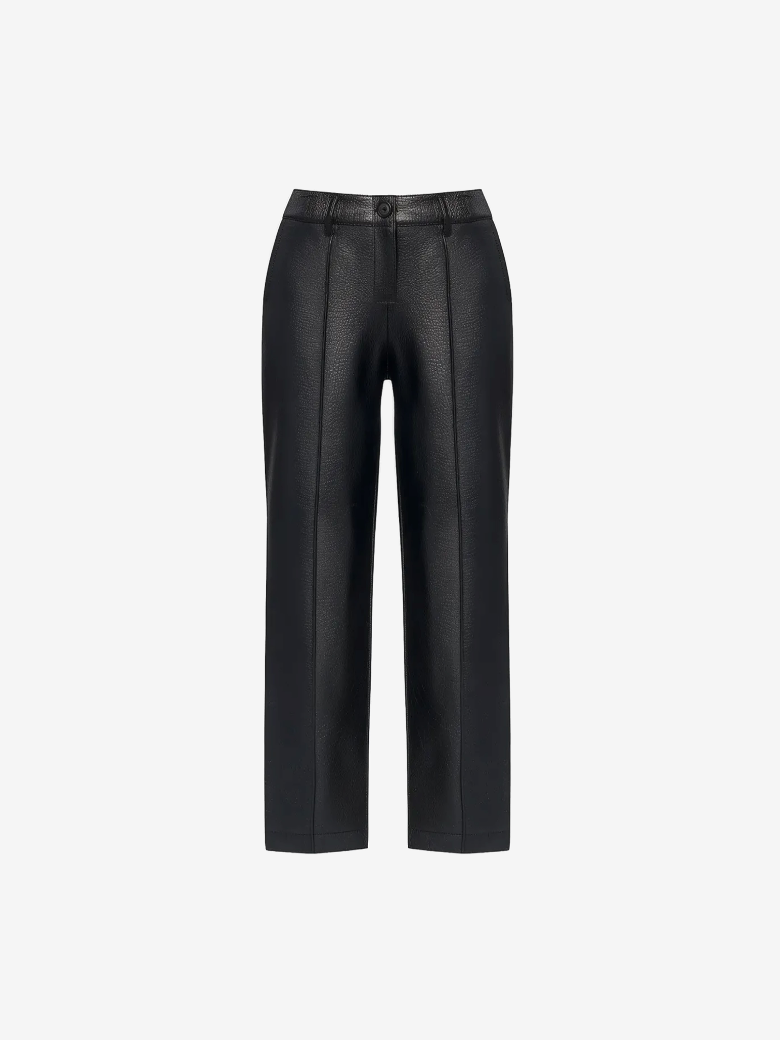 Straight Fit Leather Trousers-3